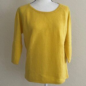Pure Collection Cashmere Sweater 6 Yellow 3/4 Sleeves